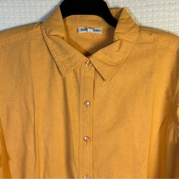 NEW NorthStyle Tunic Top 2X Goldenrod Button Front Blouse Cotton Rayon Boxy Fit - Picture 6 of 10